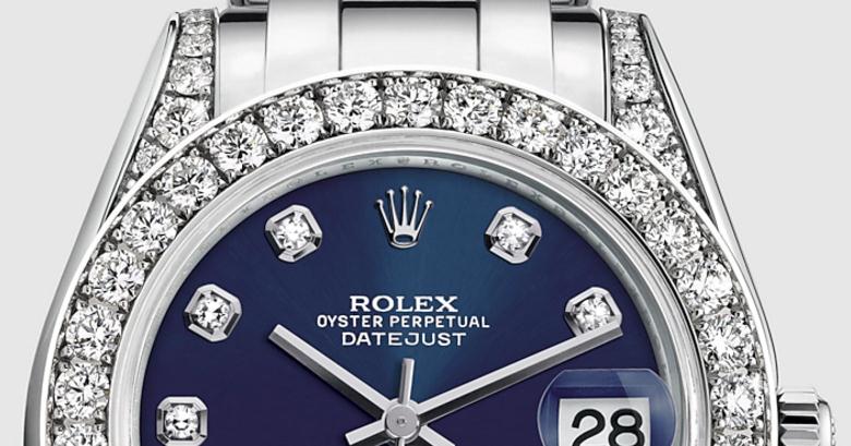 The luxury copy Rolex Pearlmaster 34 81159 watches are made from white gold and diamonds.