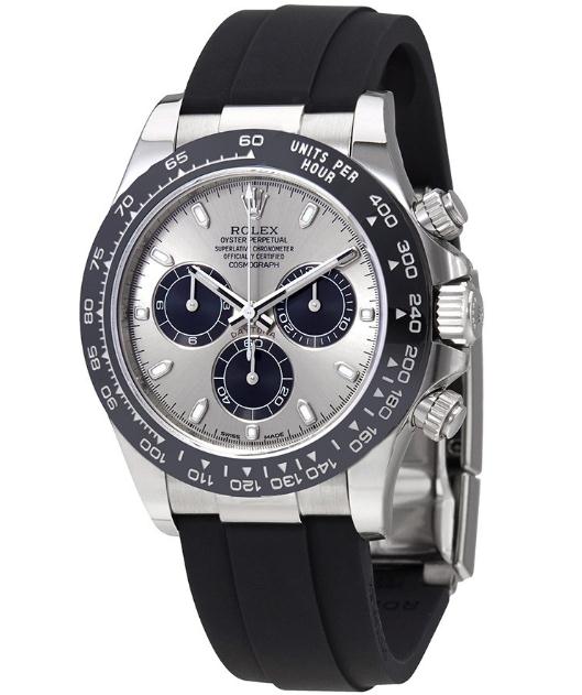The 40 mm copy Rolex Cosmograph Daytona 116519LN watches have grey dials.