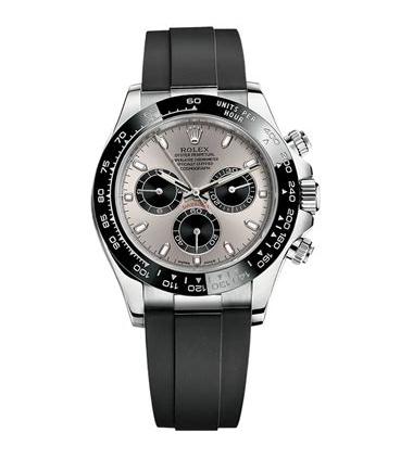 The luxury replica Rolex Cosmograph Daytona 116519LN watches are made from white gold.