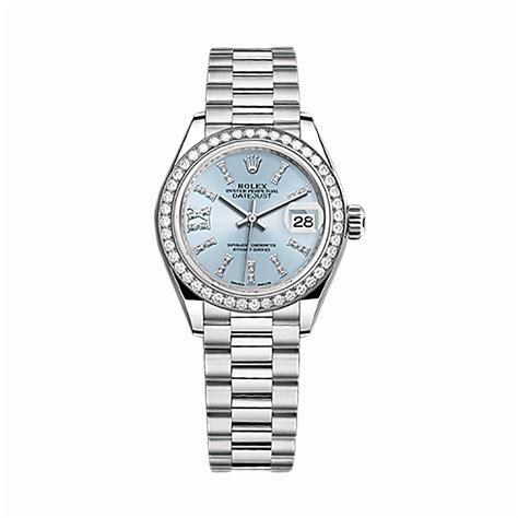 The luxury fake Rolex Lady-Datejust 28 279136RBR watches are made from platinum.