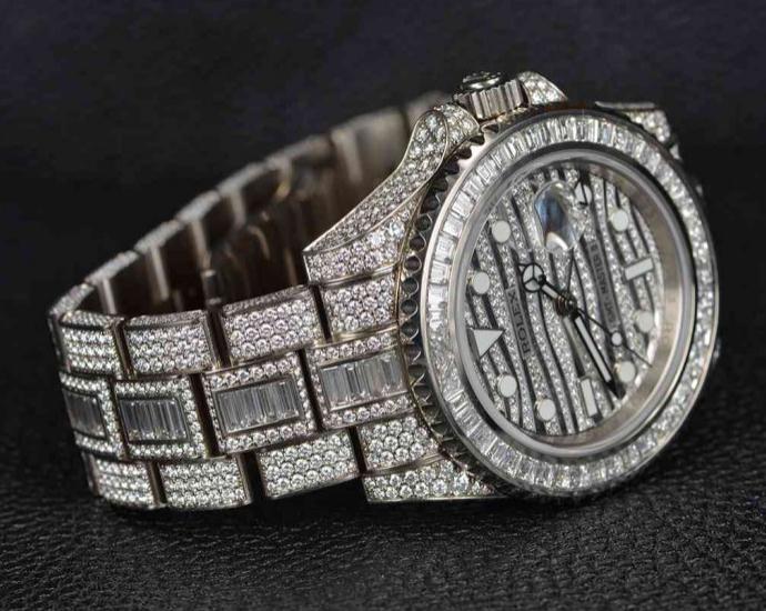 The luxury copy watches are made from 18ct white gold and diamonds.