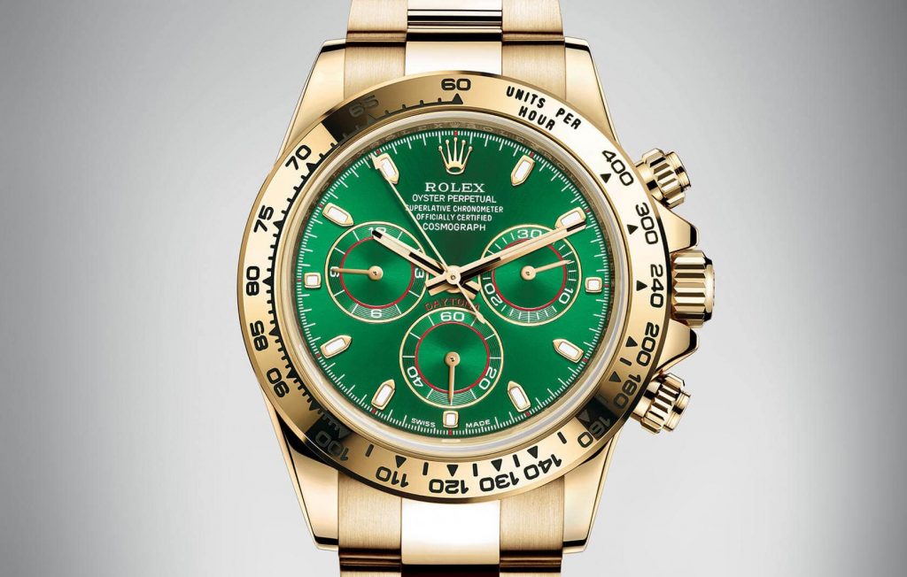 The male copy watches have green dials.