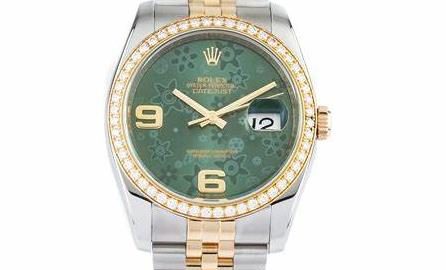 The green dials fake watches are decorated with diamonds.