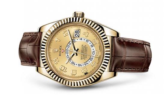 The 18ct gold fake watches have brown alligator leather straps.