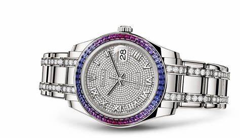 The 39mm replica watch is decorated with sapphires.