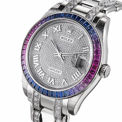 The 18ct white gold fake watch has a diamond-paved dial.